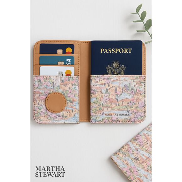 Martha Stewart Passport Holder with AirTag Slot Travel Wallet Floral Design - Picture 2 of 12